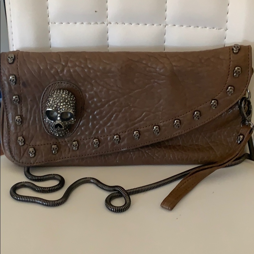 Alexander McQueen crystal skull clutch